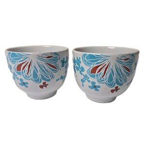 Set of 2 IKEA Bullra Coffee Mugs #15199 16 oz Turquoise & Rust